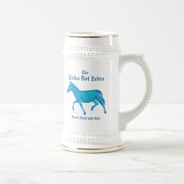 Polka Dot Zebra English Pub - Blue Beer Stein (Right)
