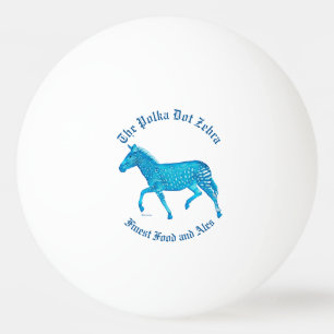 Polka Dot Zebra English Pub - Blue Ping Pong Ball
