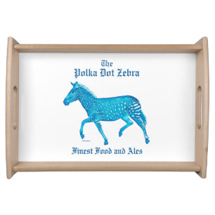 Polka Dot Zebra English Pub - Blue Serving Tray