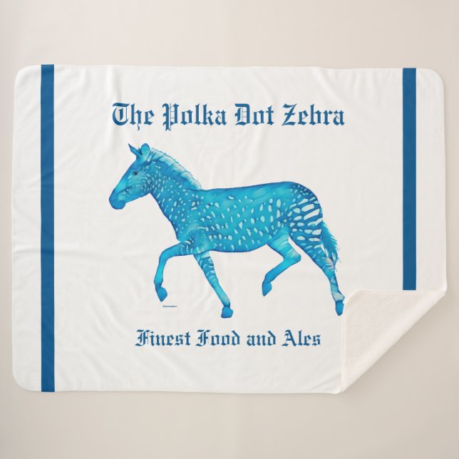 Polka Dot Zebra English Pub - Blue Sherpa Blanket (Front (Horizontal))