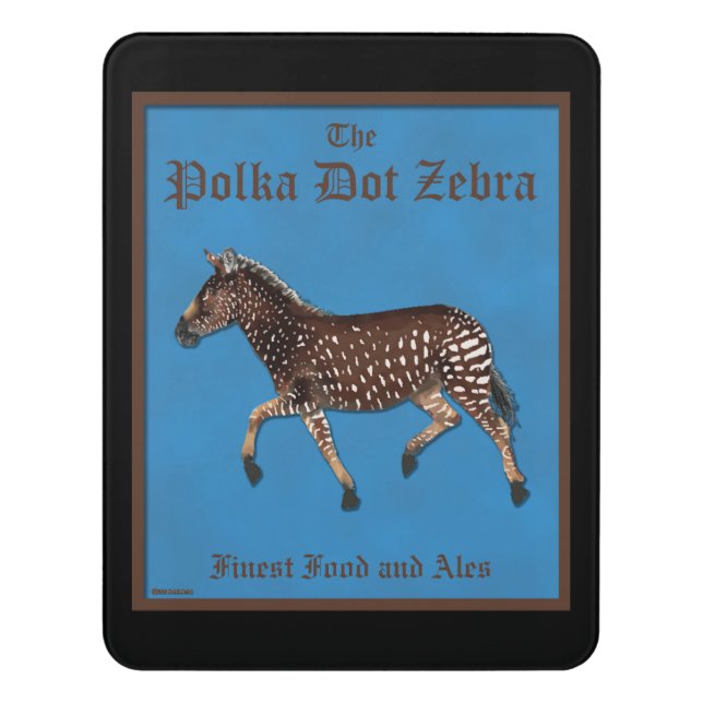 Polka Dot Zebra English Pub Door Sign (Contemporary Vert)