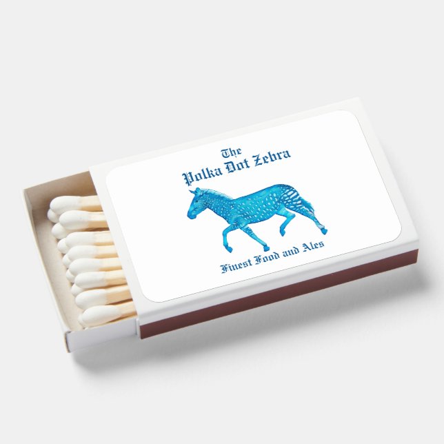Polka Dot Zebra English Pub Matchboxes (Front Open)