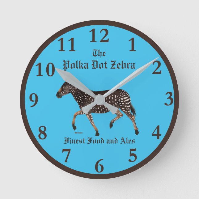 Polka Dot Zebra English Pub Round Clock (Front)