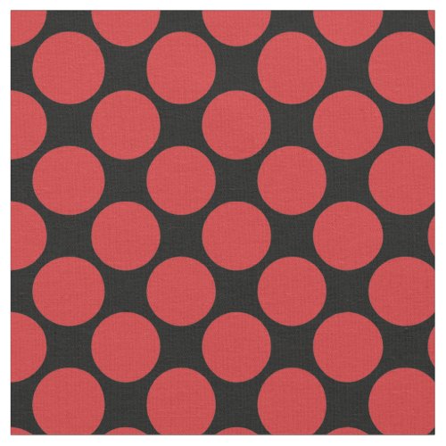 Polka dots 34th inch  Red on black Fabric