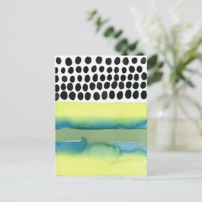 Polka Dots Abstract Watercolor Geometric Postcard (Standing Front)