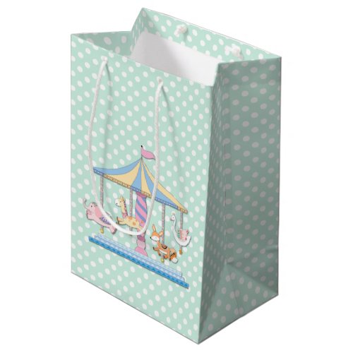 Polka Dots and Animal Carousel Baby Gift Bag