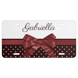 Polka Dots and Bow License Plate