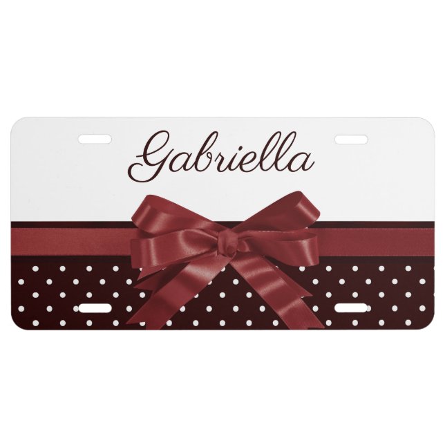 Polka Dots and Bow License Plate (Front)