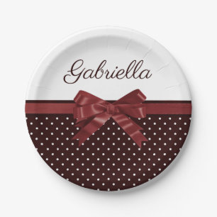 Polka Dots and Bow Paper Plates