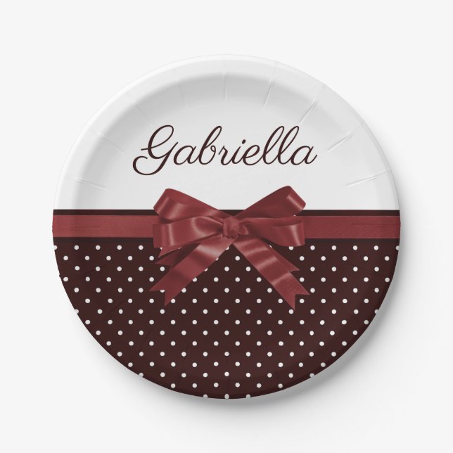 Polka Dots and Bow Paper Plates (Front)