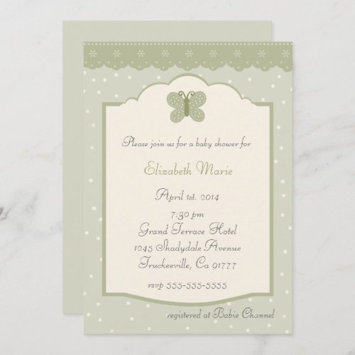 Polka Dots and Butterfly_Whimsical Baby Shower Invitation