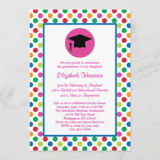 Polka Dots and Cap Graduation Invitation