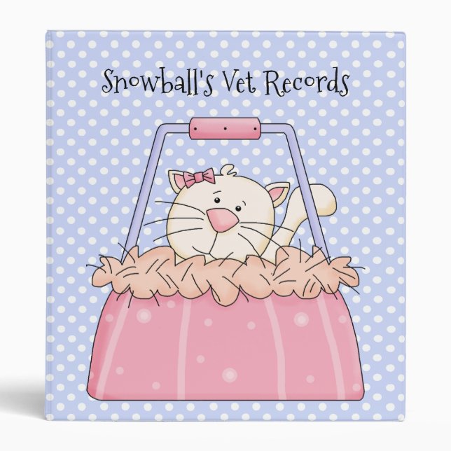 Polka Dots and Cat Vet Records Binder (Front)