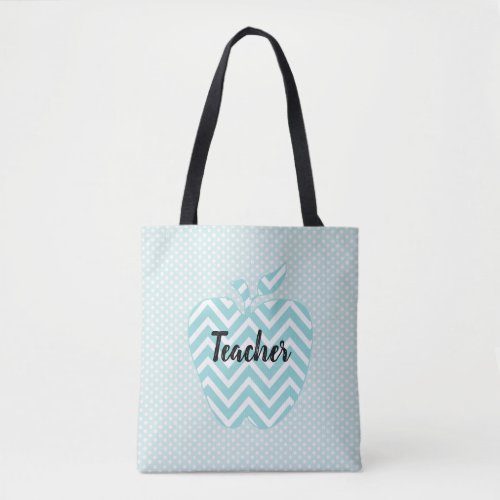 Polka Dots and Chevron Apple Teachers Tote Bag