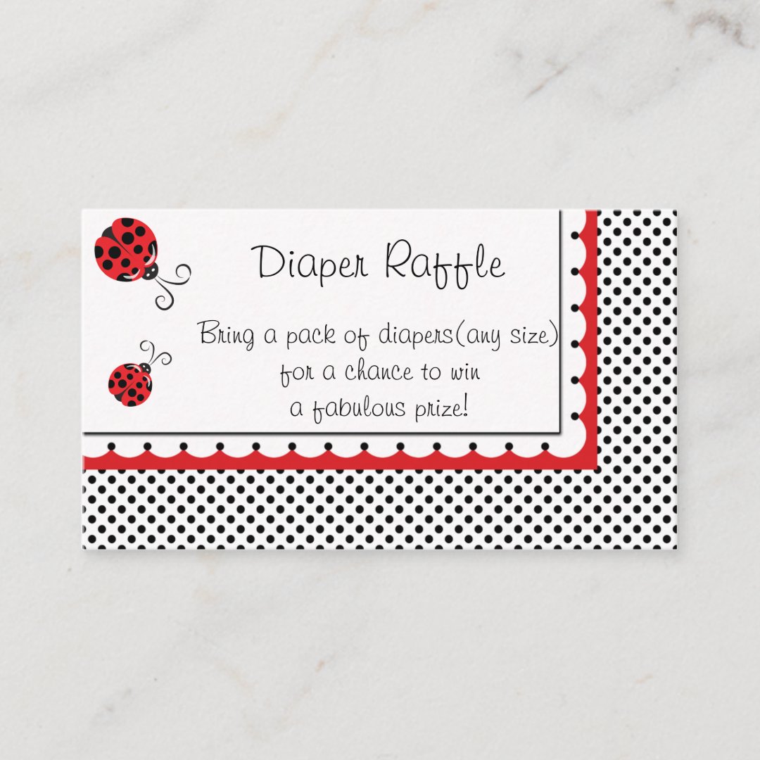 Polka Dots and Cute Ladybugs Diaper Raffle Enclosure Card | Zazzle