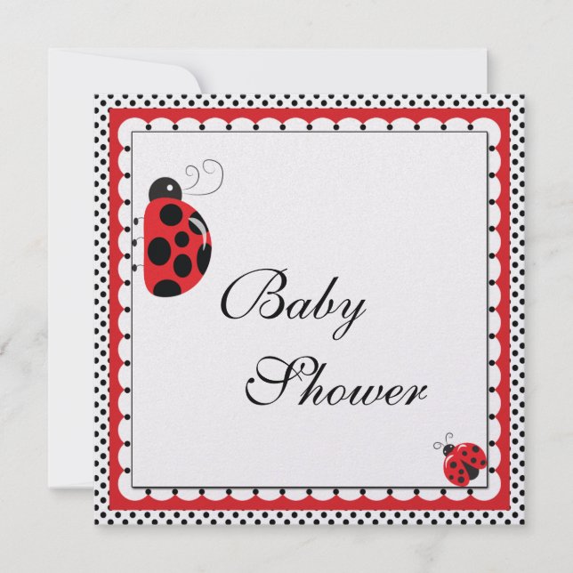 Polka Dots and Cute Ladybugs Invitation (Front)