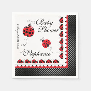 Polka Dots and Cute Ladybugs Paper Party Napkins