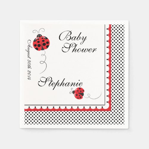 Polka Dots and Cute Ladybugs Paper Party Napkins