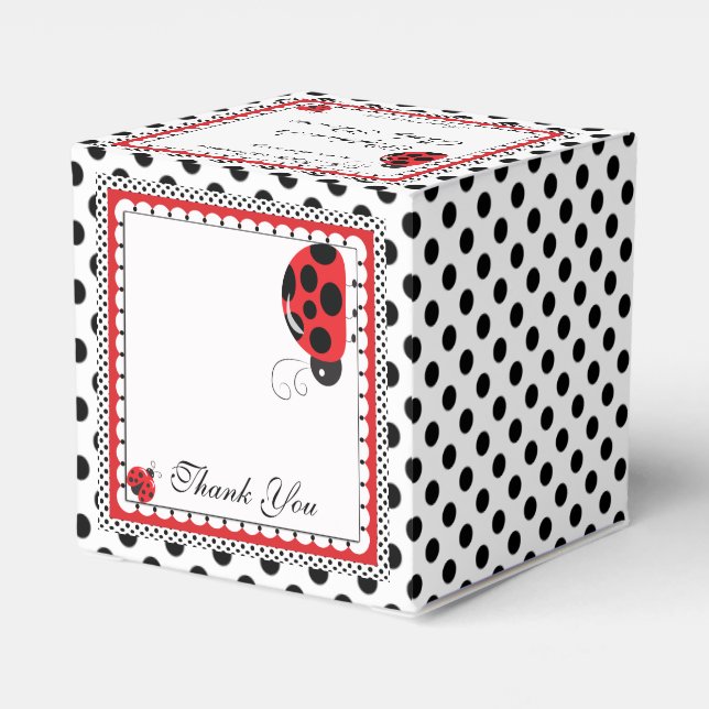 Polka Dots and Cute Ladybugs Party  Favor Box (Back Side)