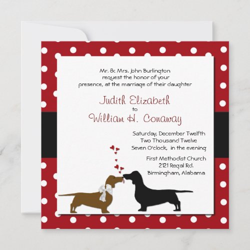 Polka Dots and Dachshunds Wedding Invitation