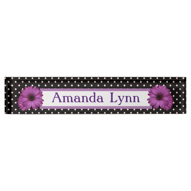 Polka Dots and Daisies Desk Name Plate (Front)