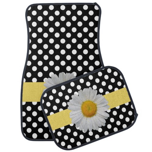 Polka Dots and Daisy Car Mat Set