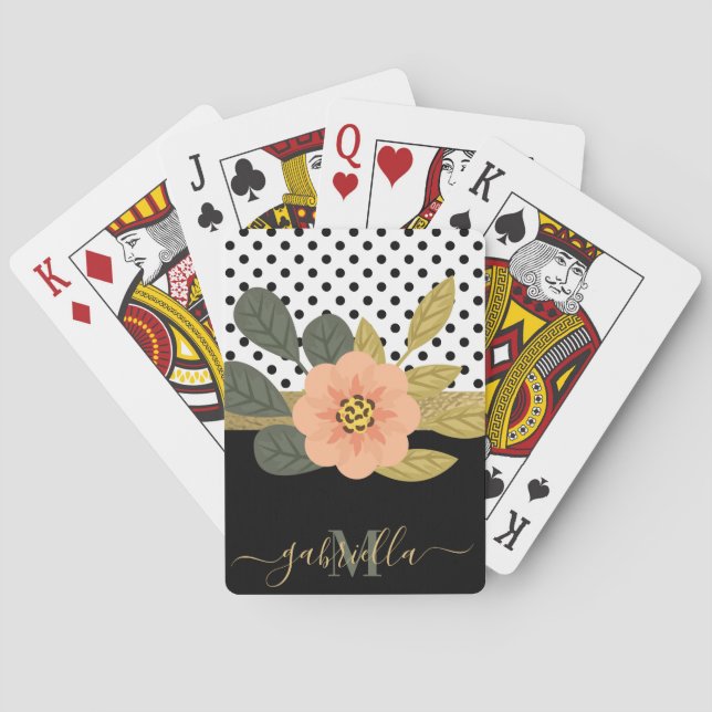 Polka Dots and Floral Poker Cards (Back)