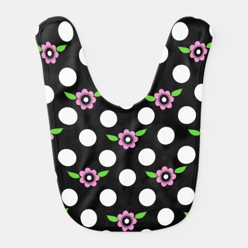 Polka Dots and Flowers Baby Bib