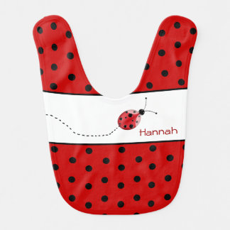 Polka Dots and Ladybug Custom Baby Bib