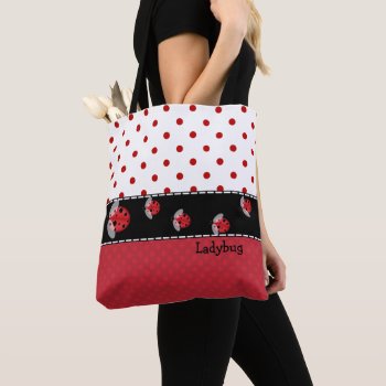 Polka Dots And Ladybugs All Over Print Tote by Hannahscloset at Zazzle