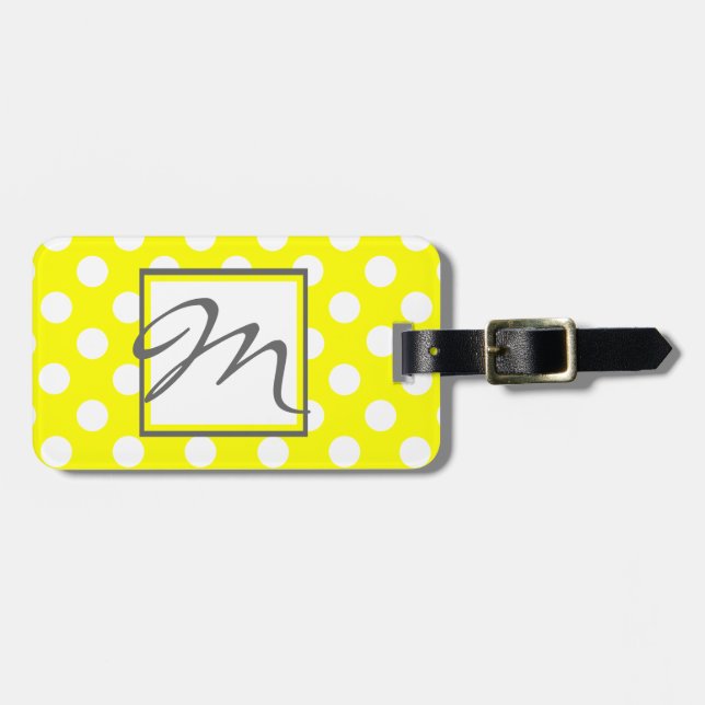 Polka Dots and Monogram Luggage Tag (Front Horizontal)