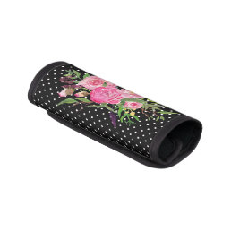 Polka Dots and Pink Flowers Luggage Handle Wrap