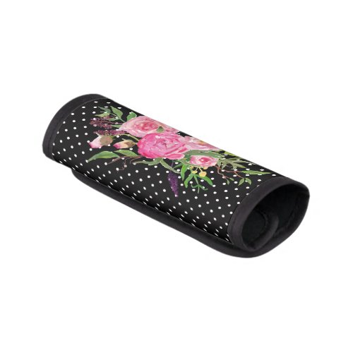 Polka Dots and Pink Flowers Luggage Handle Wrap