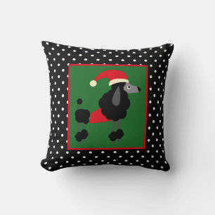 Polka Dots and Poodle Christmas Throw Pillow