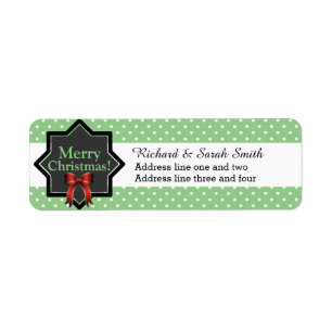Polka Dots and Red Bow Christmas Custom Label