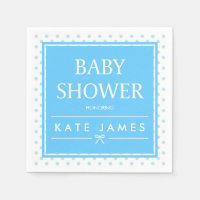Polka Dots and Ribbon Blue Baby Shower Napkin