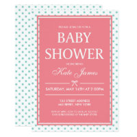 Polka Dots and Ribbon Pink Baby Shower Invitation