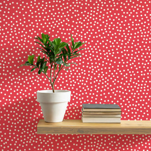 Polka Dots and Spots Cream on Red Wallpaper