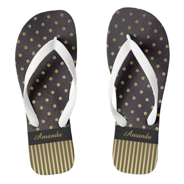 Polka Dots and Stripes Flip Flops (Footbed)