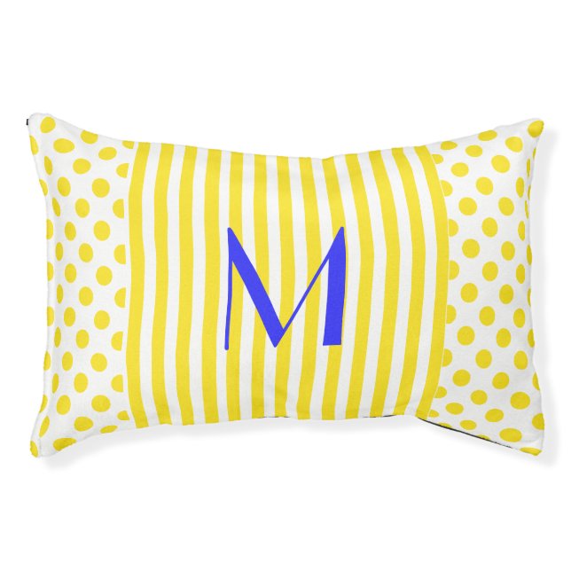 Polka Dots and Stripes Monogrammed Pet Bed (Front)