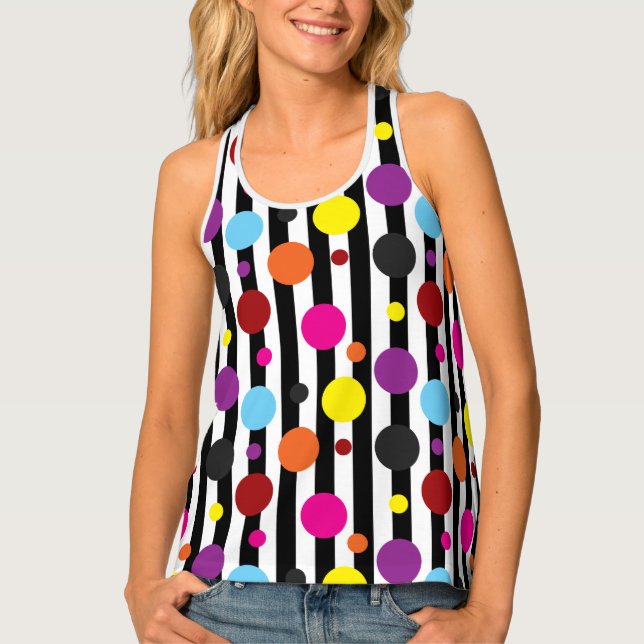 Polka Dots And Stripes Tank Top (Front)