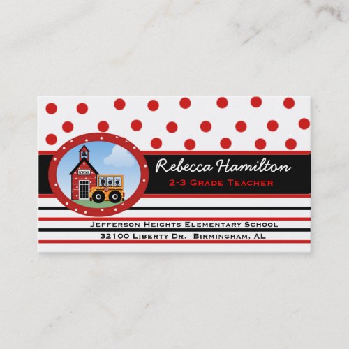 Polka Dots and Stripes Teachers Business Card