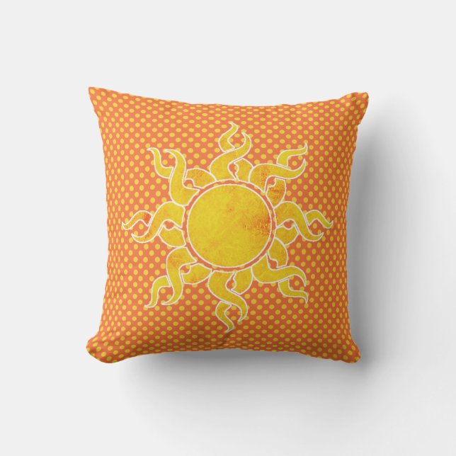 Polka Dots and Sun Outdoor Pillow (Front)