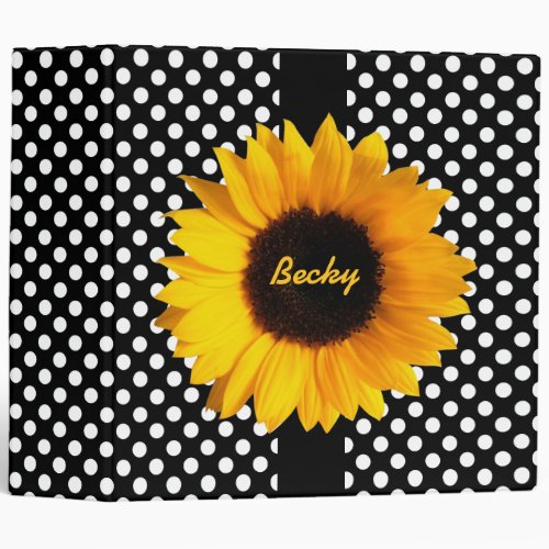 Polka Dots and Sunflowers Custom Binder