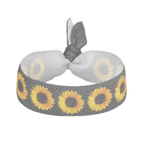 Polka Dots and Sunflowers Head Band Elastic Hair Tie