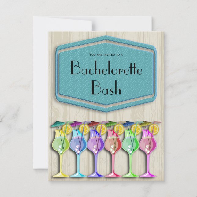 Polka Dots And Trendy Tropical Umbrella Drinks Invitation (Front)