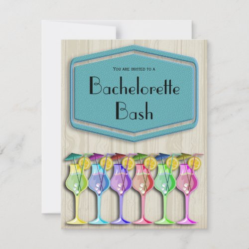 Polka Dots And Trendy Tropical Umbrella Drinks Invite