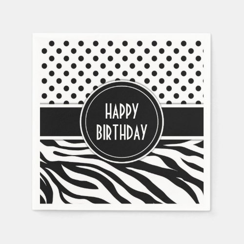 Polka Dots and Zebra Stripes Birthday Napkins