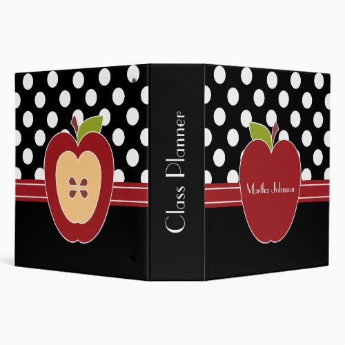 Polka Dots  Apple Teachers Class Planner 3 Ring Binder