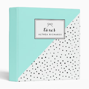 Polka Dots Aqua Abtract Pattern Custom Taxes Binder
